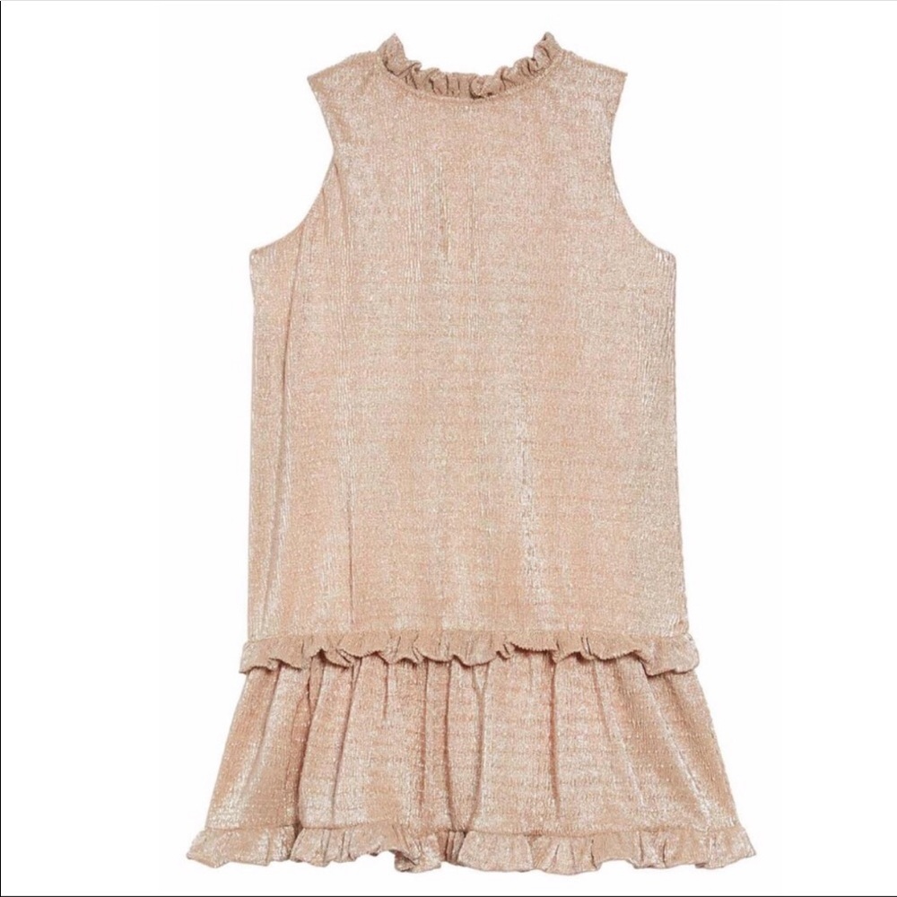 Kate Spade Rosegold Sparkle Crinkle Metallic Dress